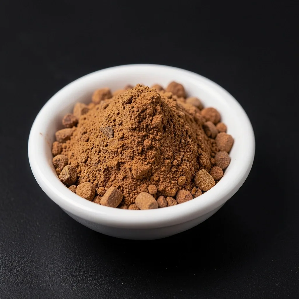 Dried maca root powder in a dish