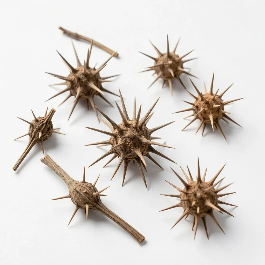Tribulus plant specimens on white